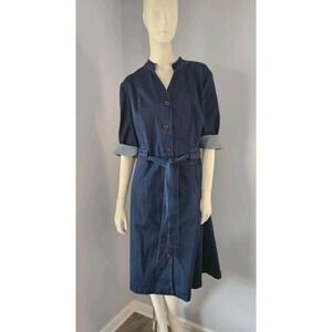 Bedford Fair Shirt Denim Dress Womens SZ 18 W Blue Y2K 90s Heritage Southwestern